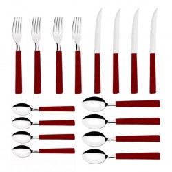 Faqueiro Aço Inox Rivieira Vermelho 16 Peças - BRINOX