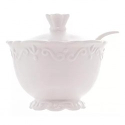 Açucareiro De Porcelana com Colher Branco 10,5cmX9,5cm WOLFF