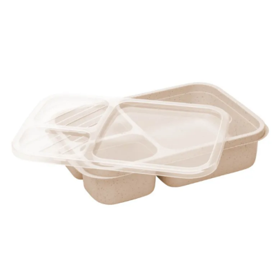 Marmita de Bambu e PP Lines SalmÕ com Tampa 3 Compartimentos 22,5x15cm 220835 Lyor