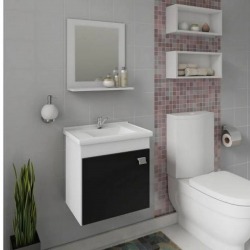 Armario Iris 44Cm C/Espelheira Br/Pt Mgm