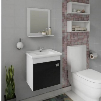 Armario Iris 44Cm C/Espelheira Br/Pt Mgm