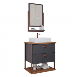 Armario Uni 60Cm C/Espelheira Titanium/Freijo Mgm