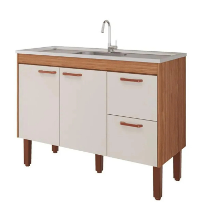 Balcao Cozinha Slim 1,54Mt Freijo/Off White