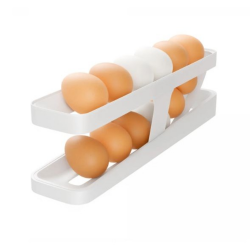 Porta Ovos com Rolamento Automático em Plástico Branco - 220149