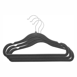 Conjunto 03 Cabides Plastico Aveludado Infantil Preto  2730 Lyor.