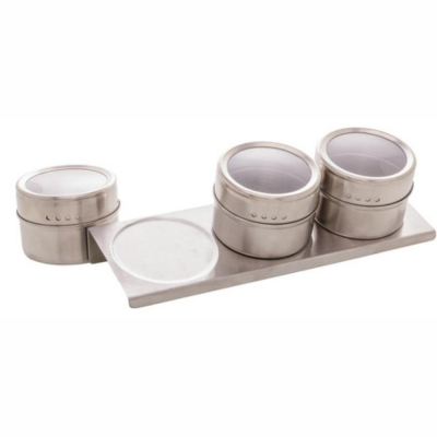 3 Porta Temperos Lyor De Aço Inox Imantado 80ml Cor Cinza-escuro