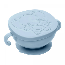 Bowl Com Tampa e Ventosa Baby Elefante Plastico Azul 221035 Lyor