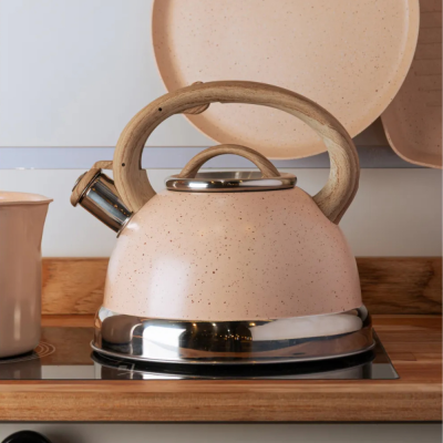 Chaleira Lyor C/ Induçao e Apito 3L Granito Chef Bege 221491