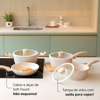 Jogo De Panelas Antiaderente 6pç Sirius Vanilla Brinox