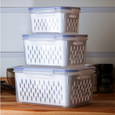 Conjunto 03 Potes Herméticos Com Cesto Plástico 221194 Lyor
