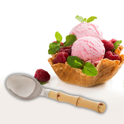 Colher P/ Sorvete Lyor Inox Com Cabo Abs Bambu