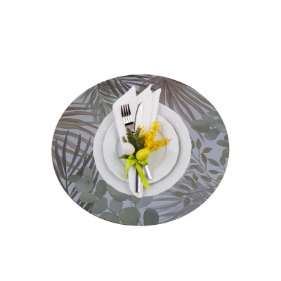 Jogo Americano Redondo MDF Verde e Bege Folhado 1 Pc BTC