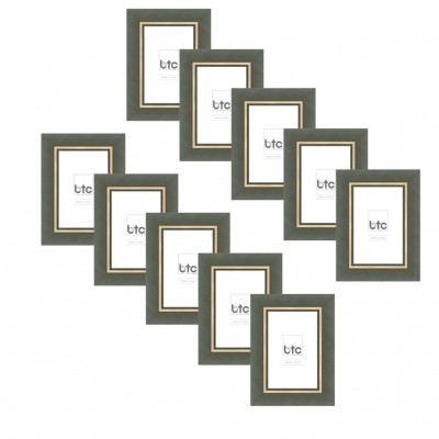 AX2001 BTC - Porta Retrato Resina Verde e Dourado Decorativo