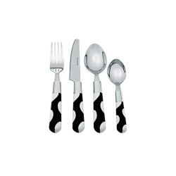 Faqueiro Inox 24 Peças Resina Estampa Poá Preto e Branco BTC