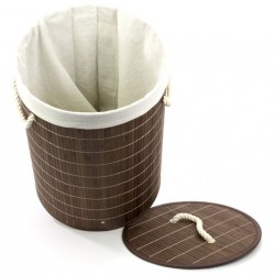 Cesto De Bambu Com Tampa Redondo Escuro Bm23264 Mimo