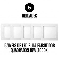 O - PAINEL LED 18W EMB QUAD 3000K BR SLIM B&D