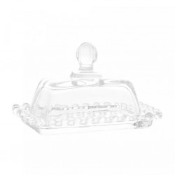 Manteigueira de Cristal Pearl Incolor 11cm x 7cm x 7cm - Wolff