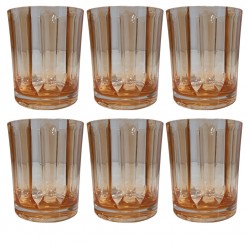 Conjunto de Copos Acrílico Curtos 6 Pçs Laranja Âmbar BTC