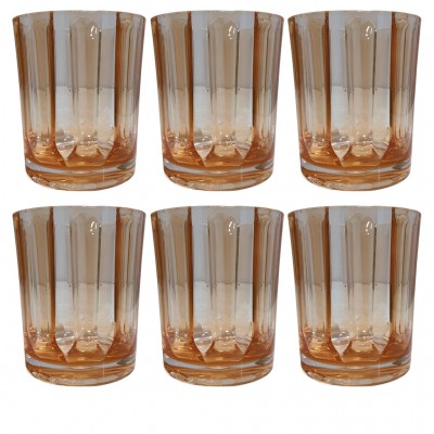 Conjunto de Copos Acrílico Curtos 6 Pçs Laranja Âmbar BTC