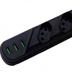 Filtro de Linha Qualitronix QFL5UP 5 Tomadas 2P+T USB Preto