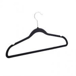 Jogo 5 Cabides Lyor Plastico Aveludado Preto