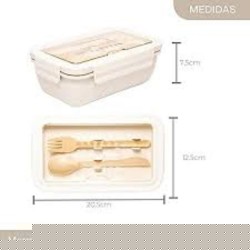 Marmita Hermetica de Bambu e PP Com Talheres 1,1L Off White 221299 Lyor